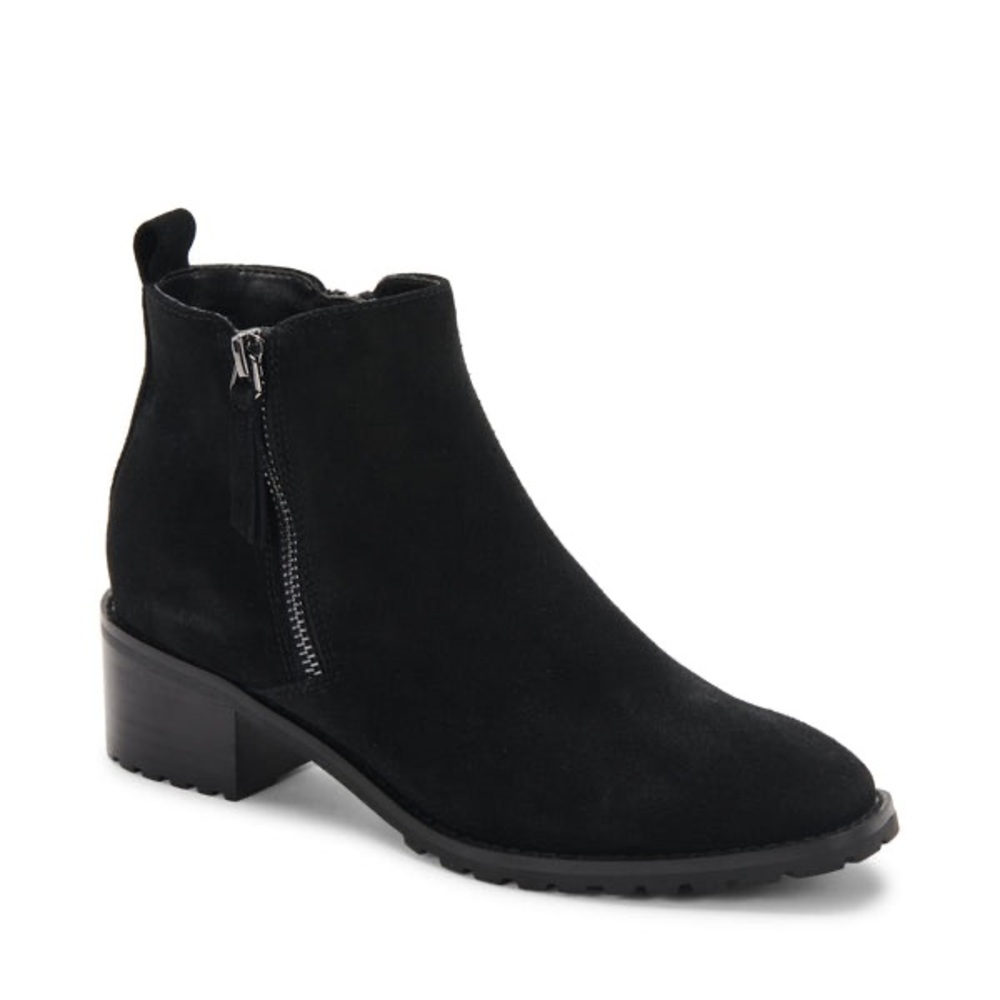 Blondo Samara Black Suede Waterproof Zip Bootie, size 6.5